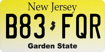 NJ license plate B83FQR