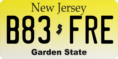 NJ license plate B83FRE