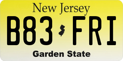 NJ license plate B83FRI