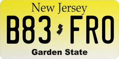 NJ license plate B83FRO