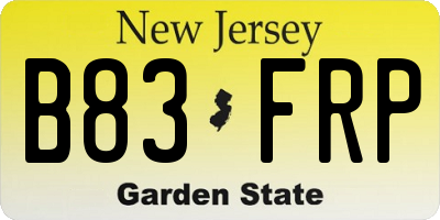 NJ license plate B83FRP