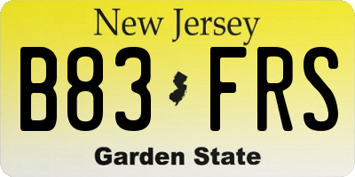 NJ license plate B83FRS