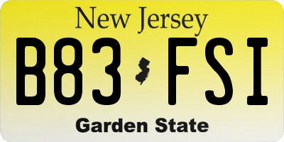 NJ license plate B83FSI