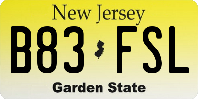 NJ license plate B83FSL
