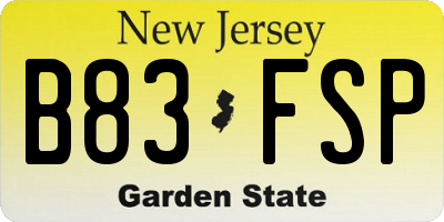 NJ license plate B83FSP
