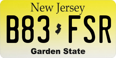 NJ license plate B83FSR