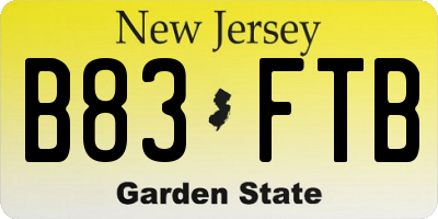 NJ license plate B83FTB