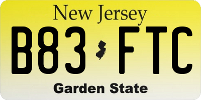 NJ license plate B83FTC