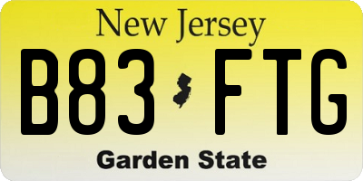 NJ license plate B83FTG