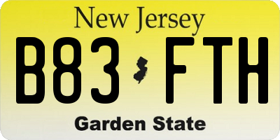 NJ license plate B83FTH