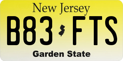 NJ license plate B83FTS