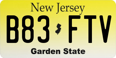 NJ license plate B83FTV