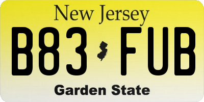 NJ license plate B83FUB