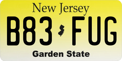 NJ license plate B83FUG