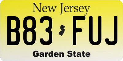 NJ license plate B83FUJ