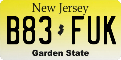 NJ license plate B83FUK