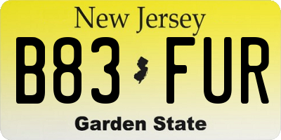 NJ license plate B83FUR