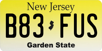 NJ license plate B83FUS