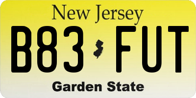 NJ license plate B83FUT