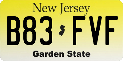 NJ license plate B83FVF