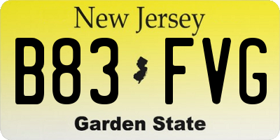 NJ license plate B83FVG