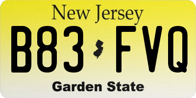 NJ license plate B83FVQ