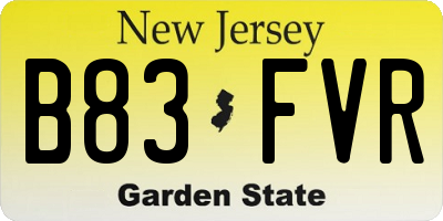 NJ license plate B83FVR