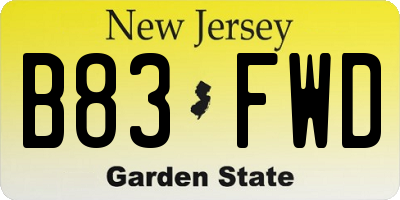 NJ license plate B83FWD