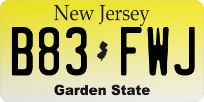 NJ license plate B83FWJ