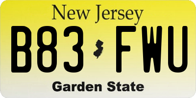 NJ license plate B83FWU