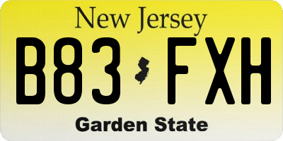 NJ license plate B83FXH