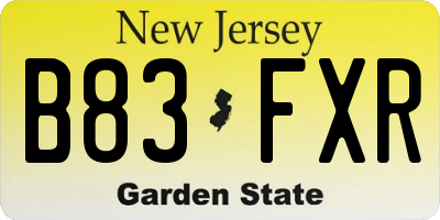 NJ license plate B83FXR