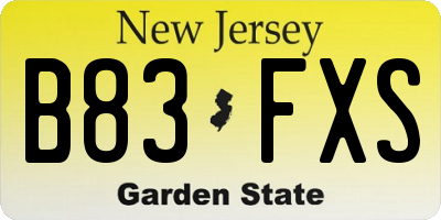NJ license plate B83FXS