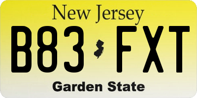 NJ license plate B83FXT