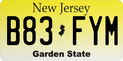 NJ license plate B83FYM