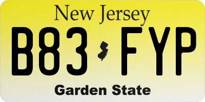 NJ license plate B83FYP
