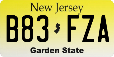 NJ license plate B83FZA