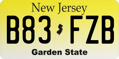 NJ license plate B83FZB