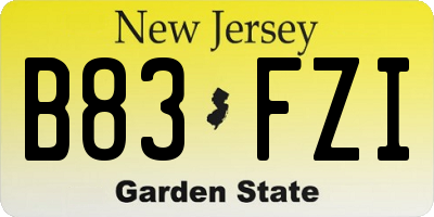 NJ license plate B83FZI