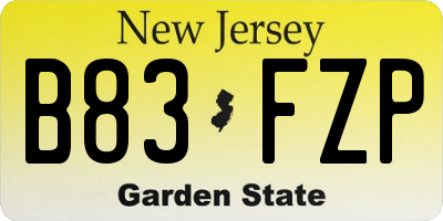 NJ license plate B83FZP