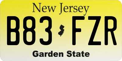 NJ license plate B83FZR
