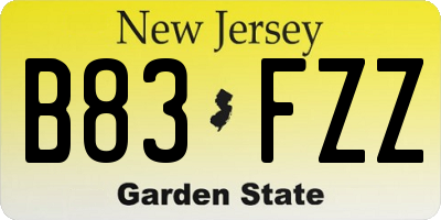 NJ license plate B83FZZ