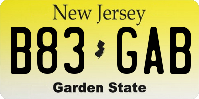 NJ license plate B83GAB