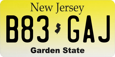 NJ license plate B83GAJ