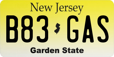 NJ license plate B83GAS