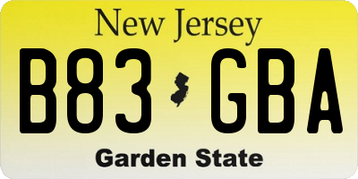 NJ license plate B83GBA
