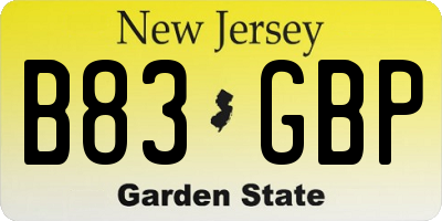 NJ license plate B83GBP