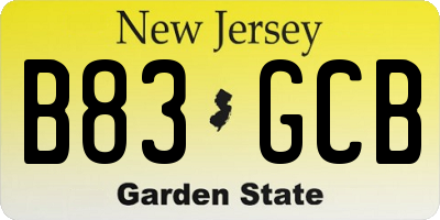 NJ license plate B83GCB