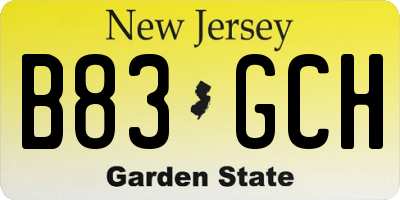 NJ license plate B83GCH