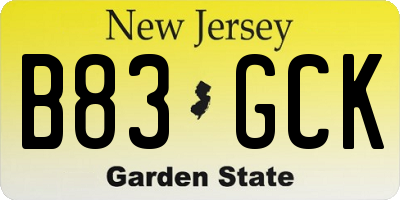 NJ license plate B83GCK